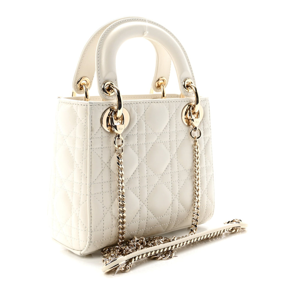 Lambskin Cannage Mini Lady Dior Latte wholesalehk.shop