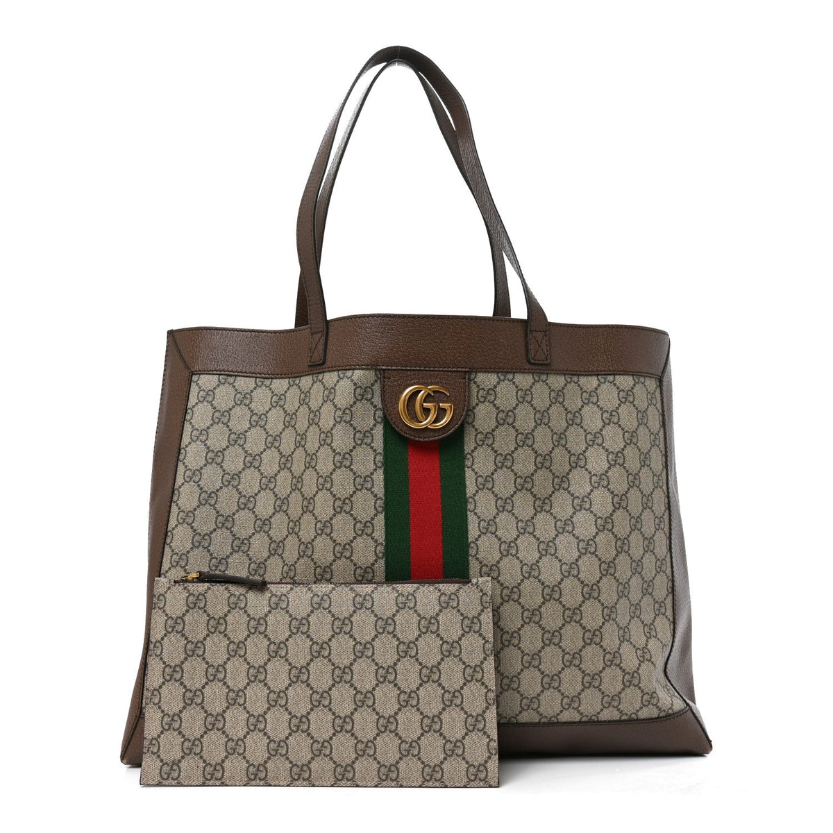 GG Supreme Monogram Web Ophidia Tote Brown wholesalehk.shop