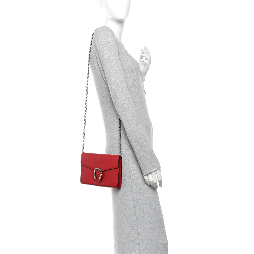 Calfskin Mini Dionysus Chain Wallet Hibiscus Red wholesalehk.shop
