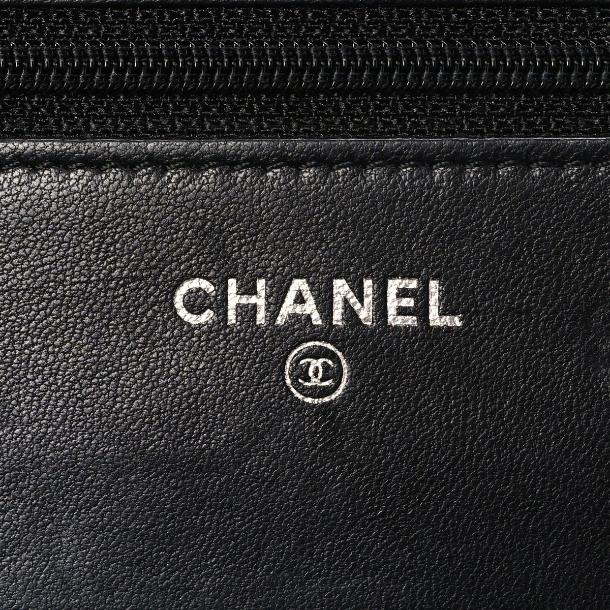 Lambskin Camellia Embossed Wallet on Chain WOC Black wholesalehk.shop