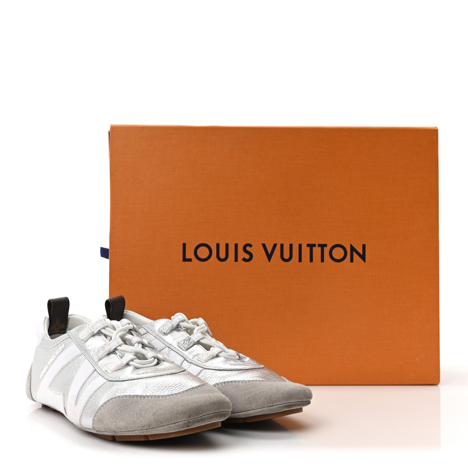 Metallic Grained Calfskin Womens LV Sneakerina 38 Silver £¨ Direct shipment via from wholesalehk.shop