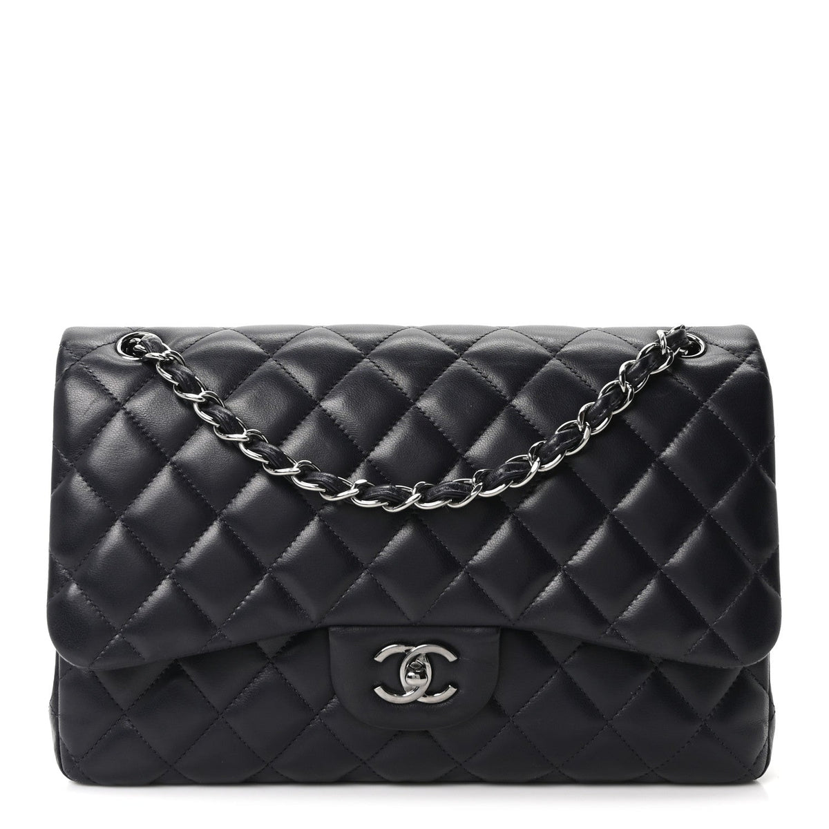 Lambskin Quilted Jumbo Double Flap Navy wholesalehk.shop