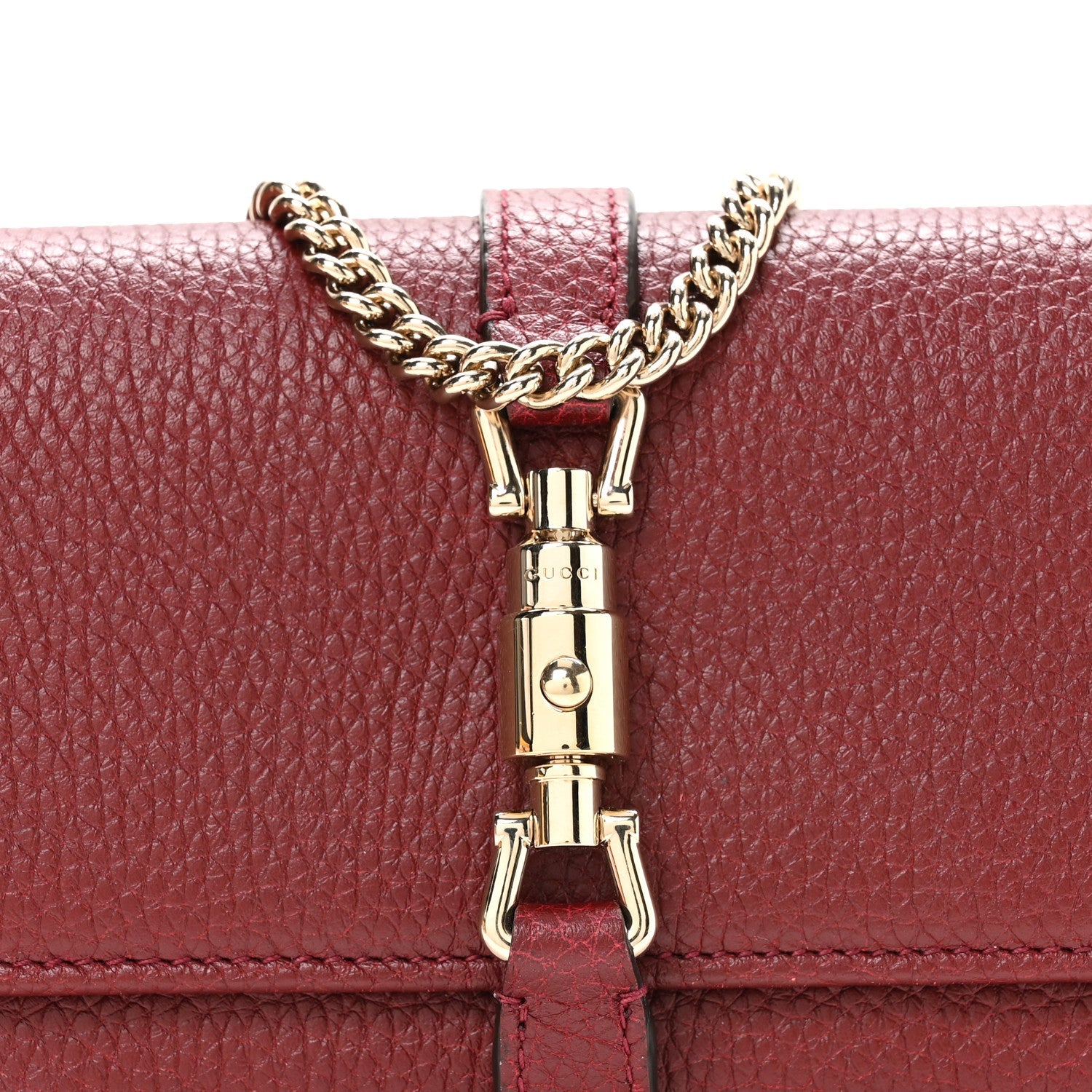 Pebbled Calfskin Jackie 1961 Chain Wallet Burgundy £¨ Direct shipment via from wholesalehk.shop
