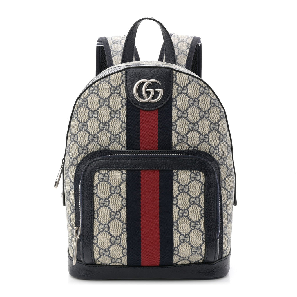 GG Supreme Monogram Textured Dollar Calfskin Web Small Ophidia Day Backpack Beige Blue Black wholesalehk.shop