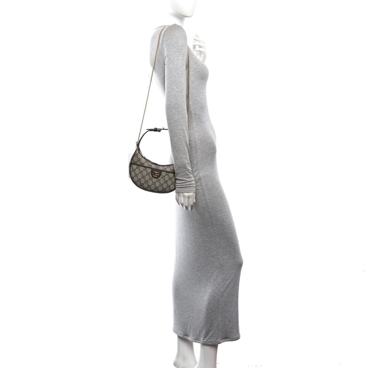 GG Supreme Monogram Textured Dollar Calfskin Small Ophidia Shoulder Bag Beige Ebony New Acero wholesalehk.shop