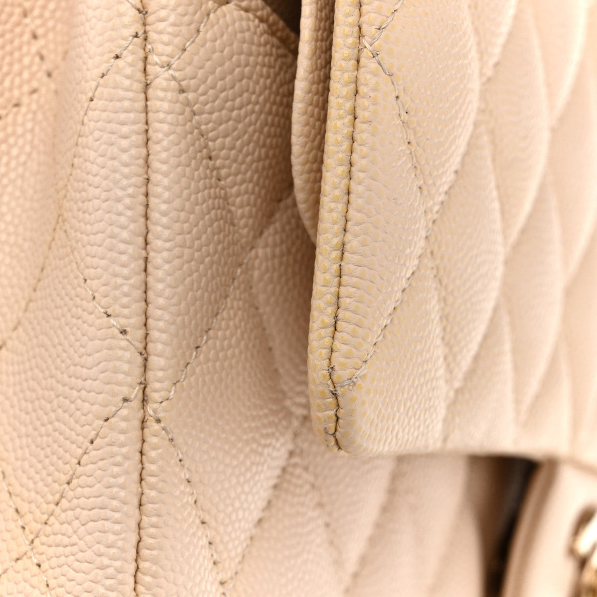 Caviar Quilted Medium Double Flap Light Beige wholesalehk.shop