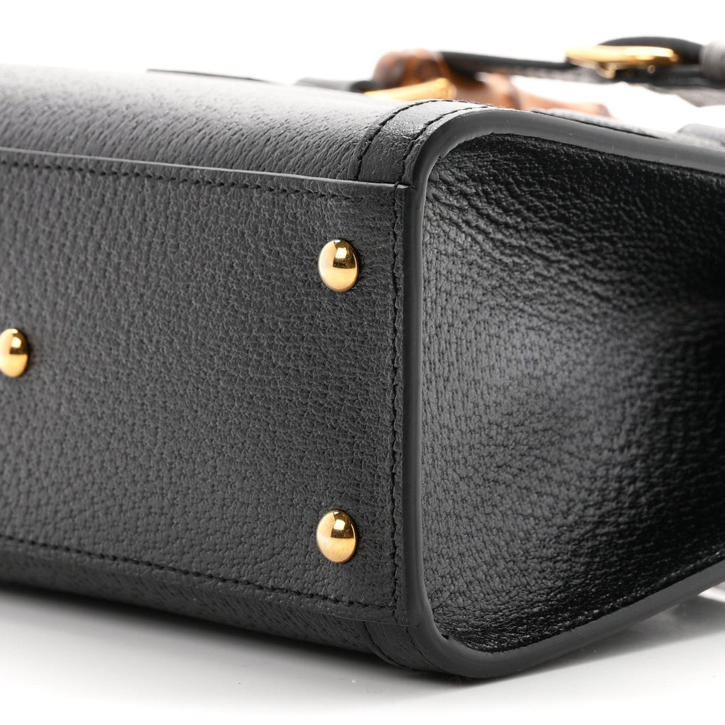 Textured Dollar Calfskin Web Mini Diana Tote Bag Black Dusty Grey wholesalehk.shop