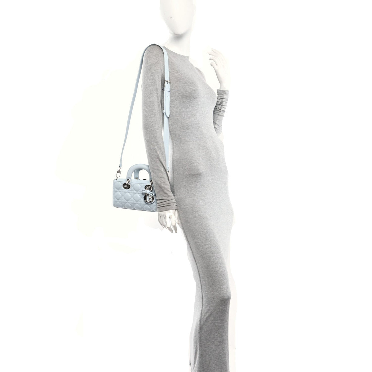 Lambskin Cannage Small Lady D-Joy Light Blue wholesalehk.shop