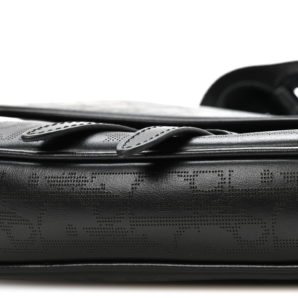 Calfskin Perforated Oblique Galaxy Mens Saddle Bag Black wholesalehk.shop
