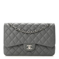 Caviar Quilted Jumbo Double Flap Grey wholesalehk.shop