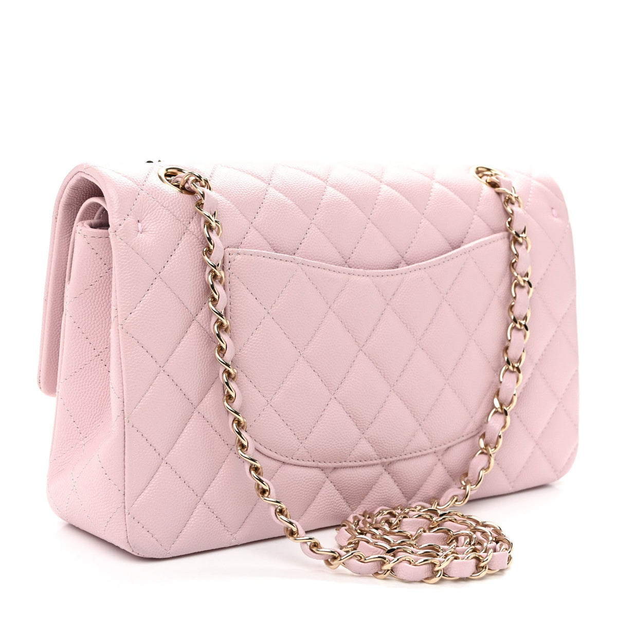 Caviar Quilted Medium Double Flap Light Pink wholesalehk.shop