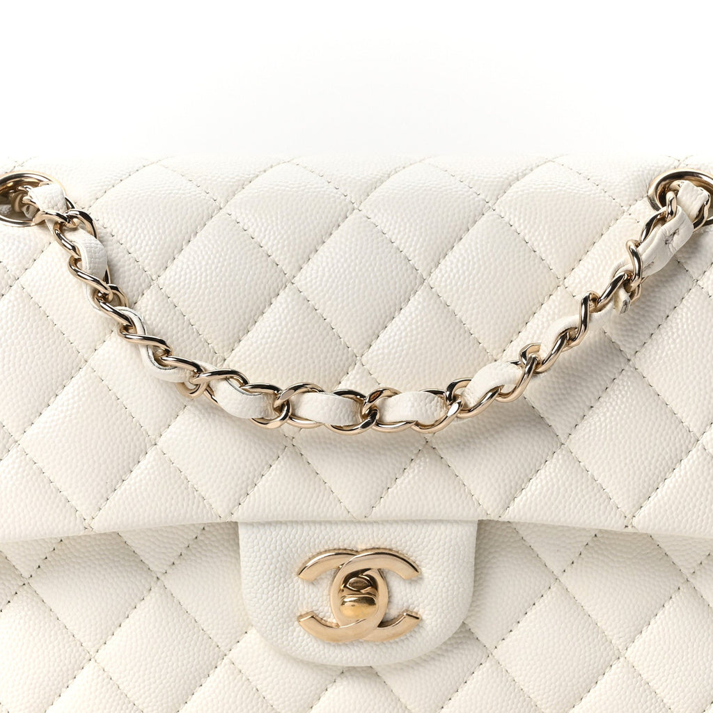 Caviar Quilted Small Double Flap White wholesalehk.shop