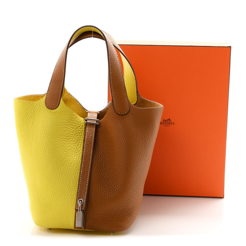 Taurillon Clemence Casaque Picotin Lock 18 PM Lime Sesame £¨ Direct shipment via from wholesalehk.shop