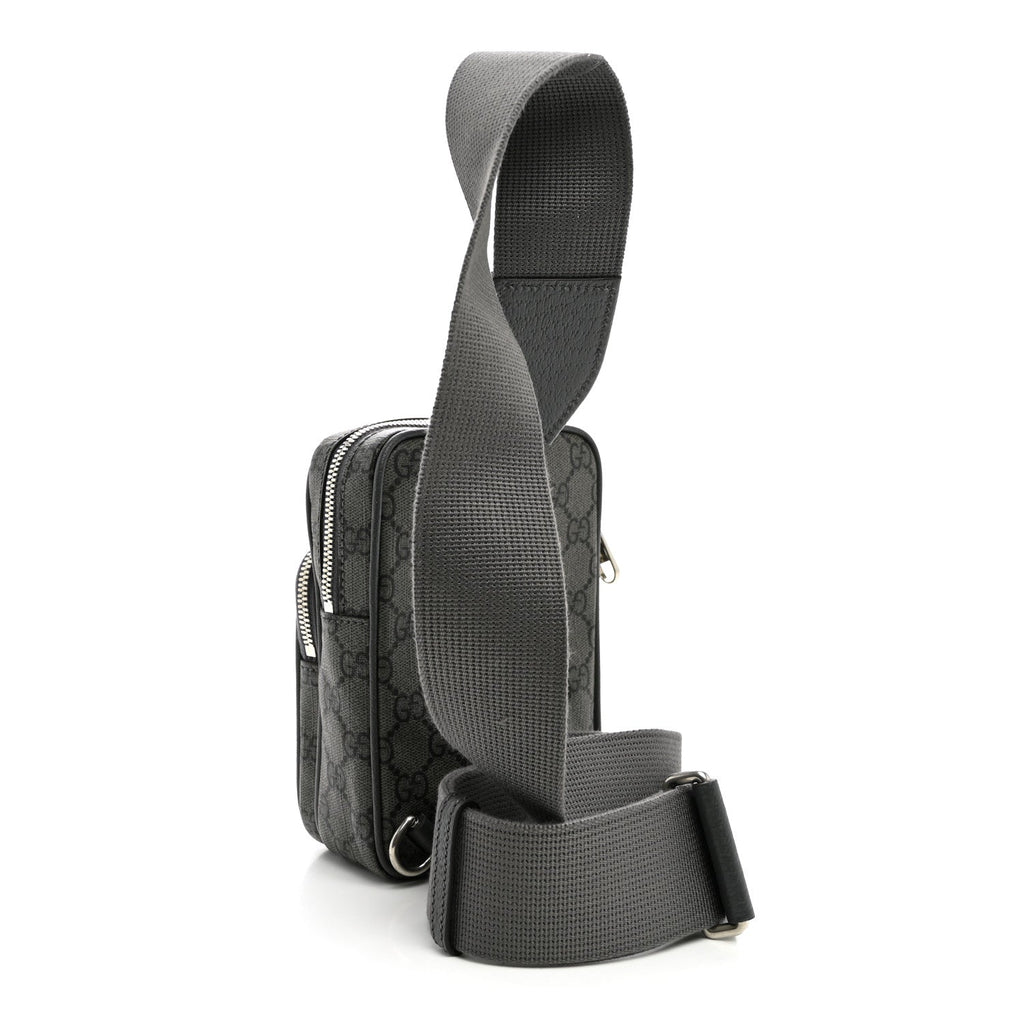 GG Supreme Monogram Textured Dollar Calfskin Mini Ophidia Messenger Grey Black Graphite Grey wholesalehk.shop