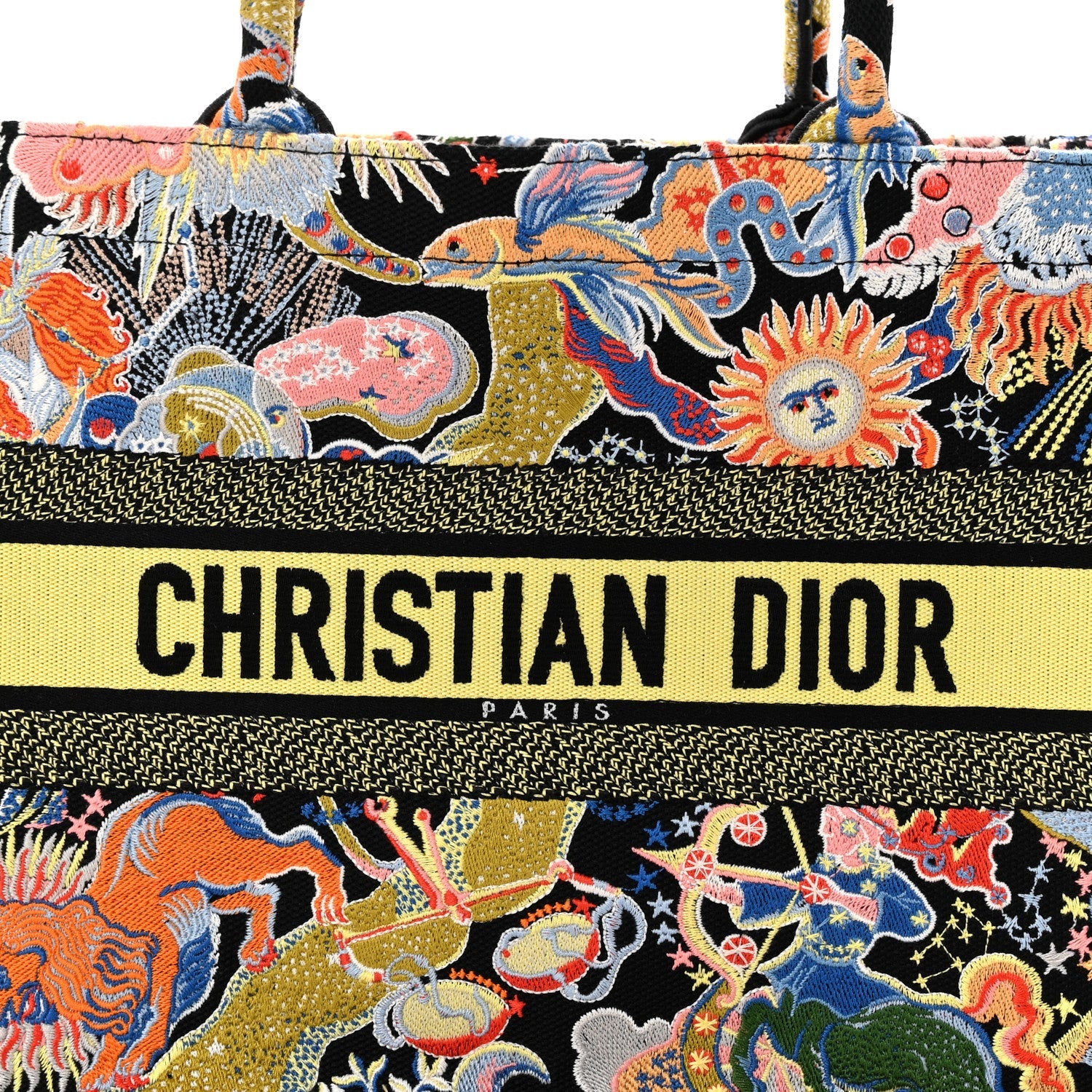 Canvas Zodiac Fantastico Embroidered Medium Book Tote Black Multicolor £¨ Direct shipment via from wholesalehk.shop