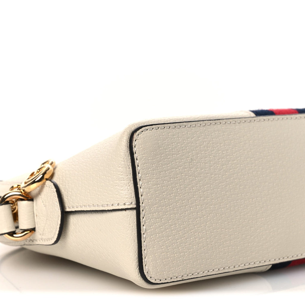 Textured Dollar Calfskin Web Small Ophidia Dome Shoulder Bag Mystic White wholesalehk.shop