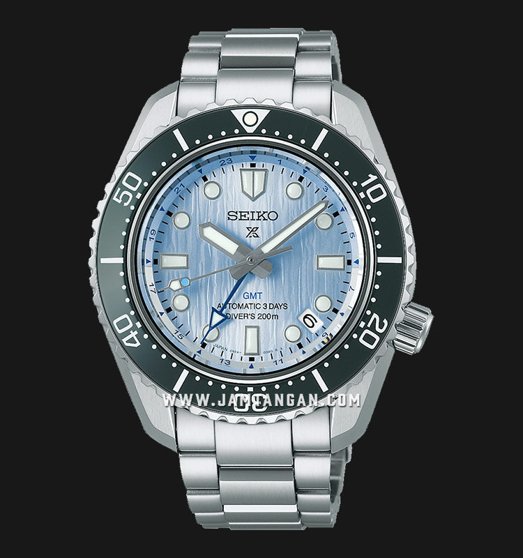 Seiko Prospex Limited Edition Automatic GMT Glacier Blue Dial Silver Steel Strap Watch For Men - SPB385J1 wholesalehk.shop