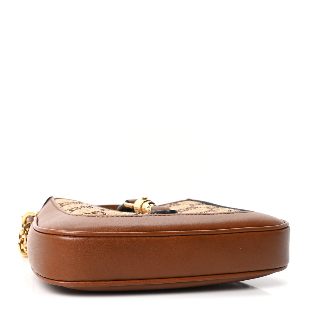 New Canvas Charisma Calfskin Crystal GG Monogram Mini Jackie 1961 Hobo Camel Ebony £¨ Direct shipment via from wholesalehk.shop