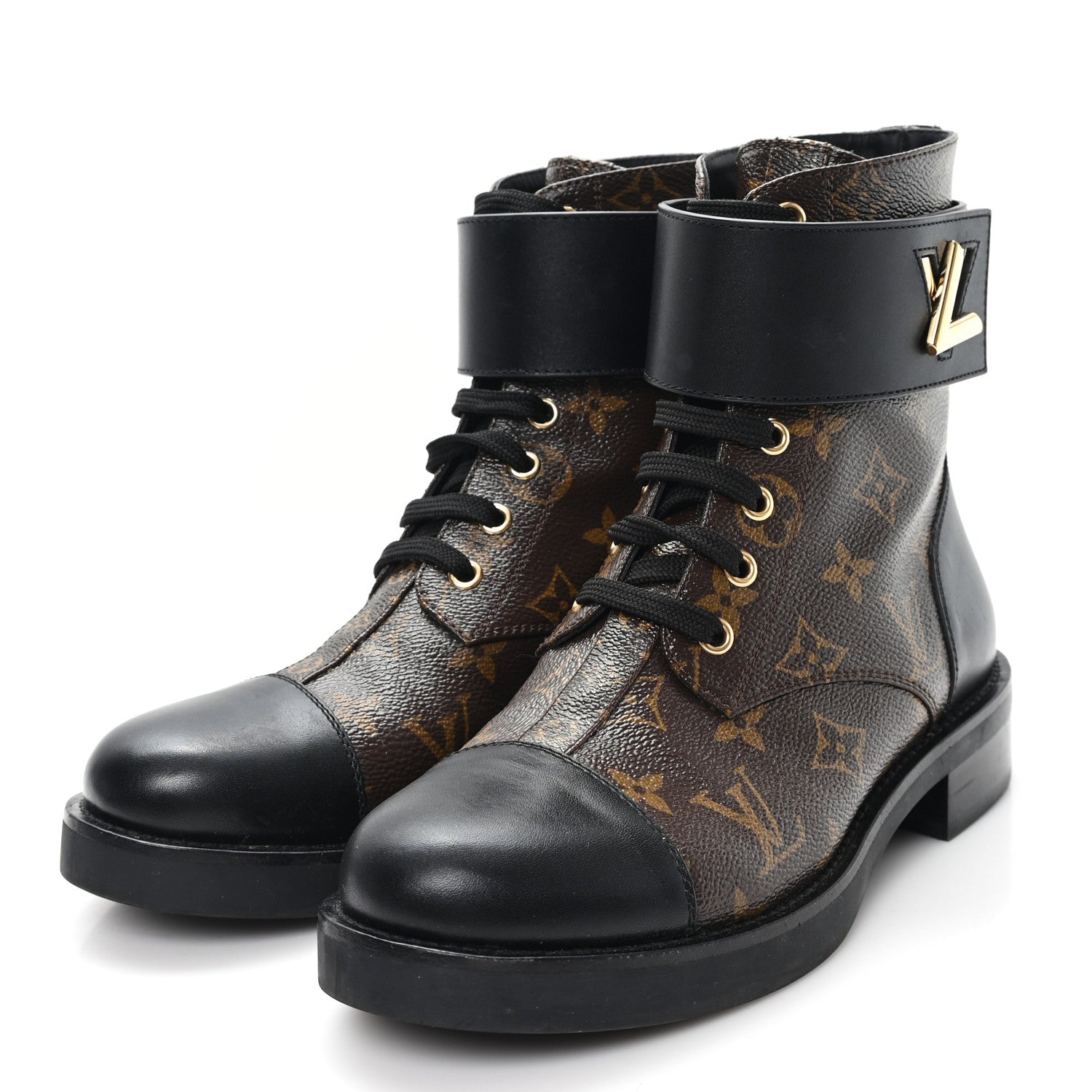 Calfskin Monogram Wonderland Flat Ranger Boots 38 Black £¨ Direct shipment via from wholesalehk.shop