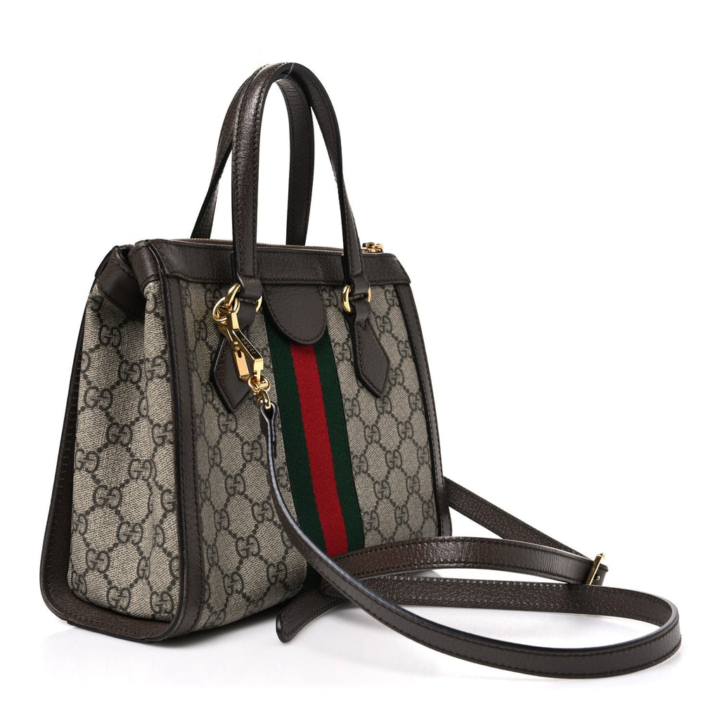 GG Supreme Monogram Small Ophidia Tote Bag Brown wholesalehk.shop