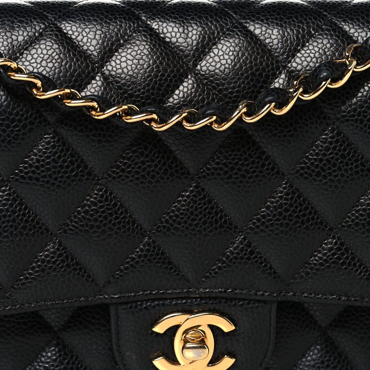 Caviar Quilted Medium Double Flap Black wholesalehk.shop