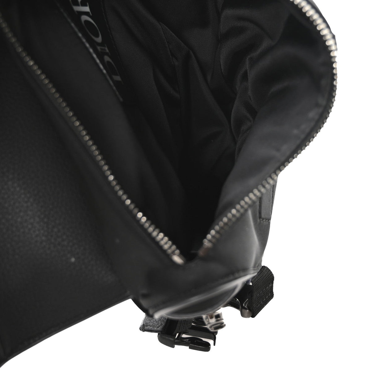 X Sacai Grained Calfskin Technical Fabric Mens Saddle Bag Black wholesalehk.shop