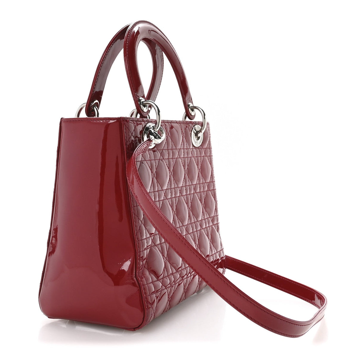 Patent Cannage Medium Lady Dior Red wholesalehk.shop