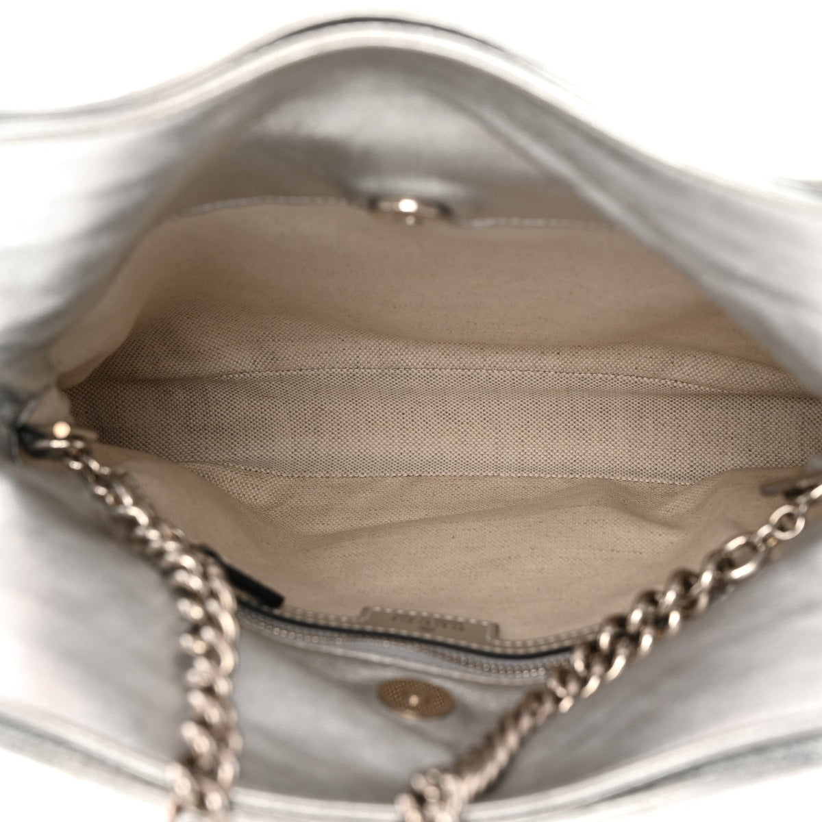 Sakai Be Green Calfskin Diagonal Stitched Small Blondie Tote Silver wholesalehk.shop