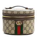 GG Supreme Monogram Textured Calfskin Web Ophidia Vanity Cosmetic Case Beige Ebony New Acero wholesalehk.shop