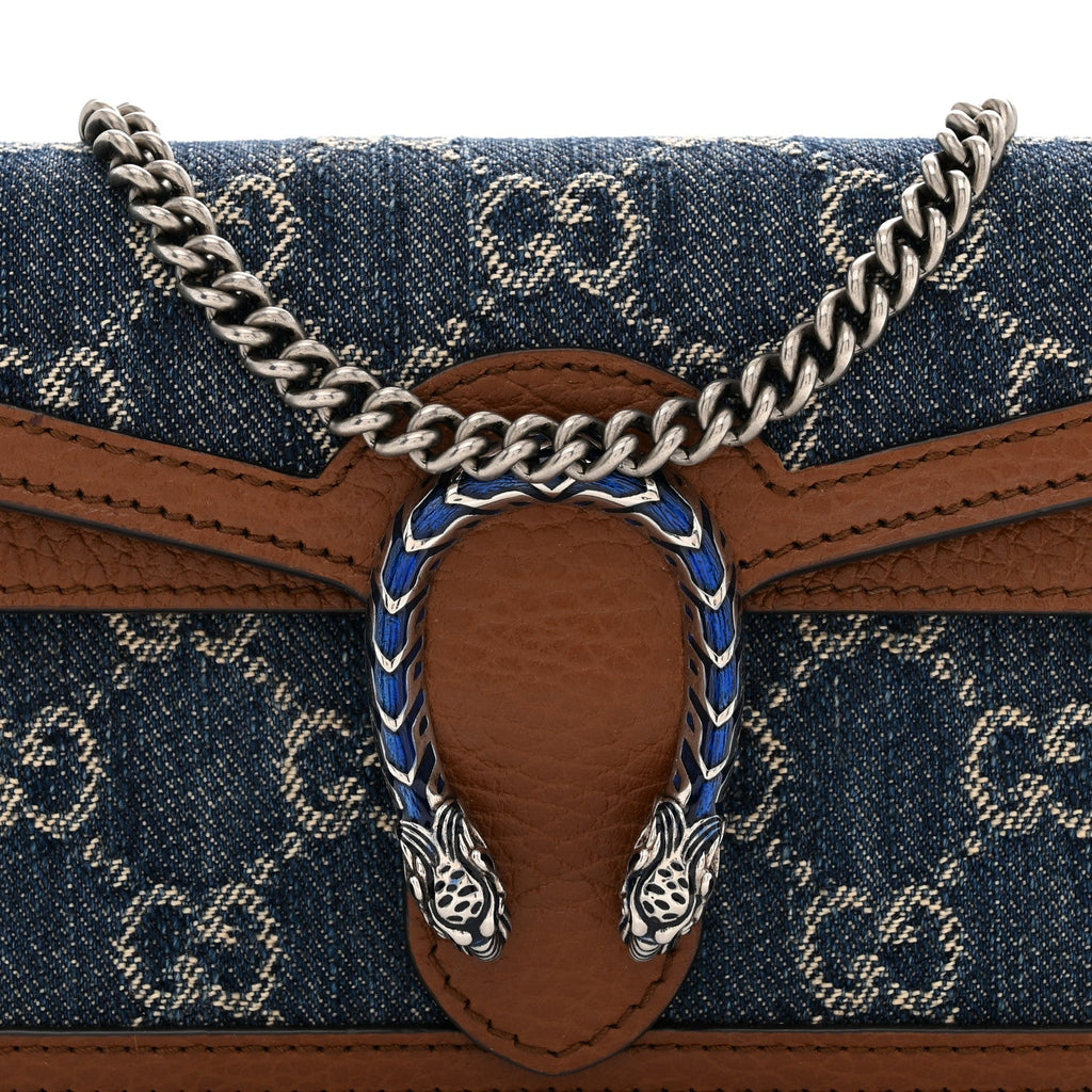 New Denim GG Monogram Dollar Calfskin Enamel Super Mini Dionysus Shoulder Bag Blue Tea Cuir Epilog Electric Blue wholesalehk.shop