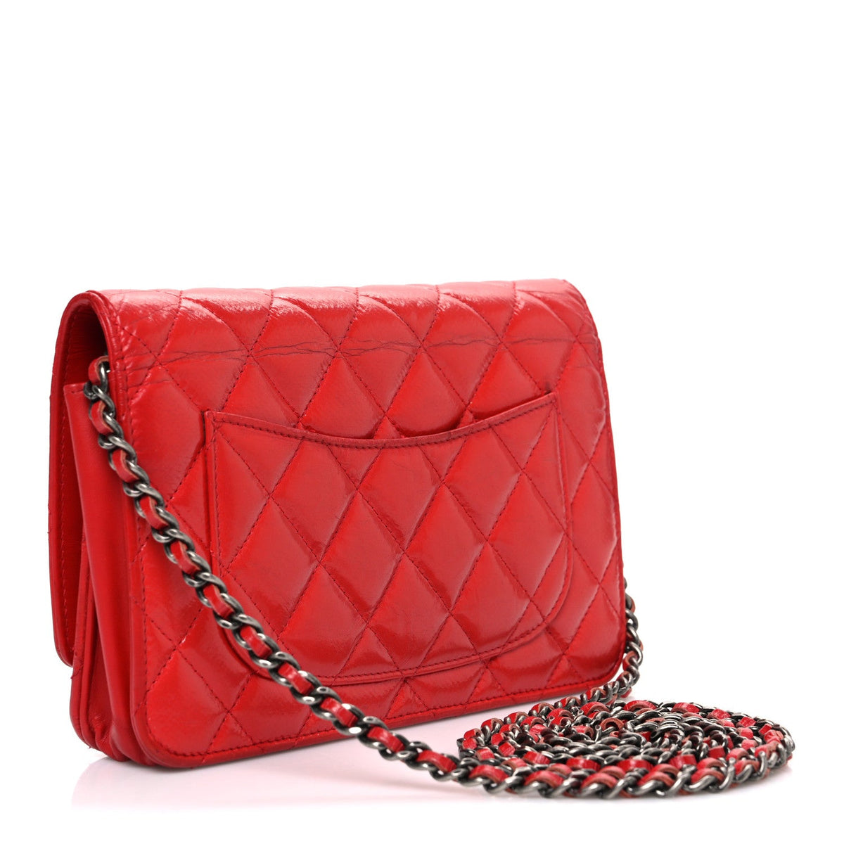 Glazed Calfskin Quilted Reissue Wallet On Chain WOC Red wholesalehk.shop