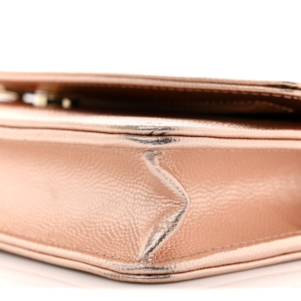 Metallic Caviar Timeless CC Wallet On Chain WOC Copper wholesalehk.shop