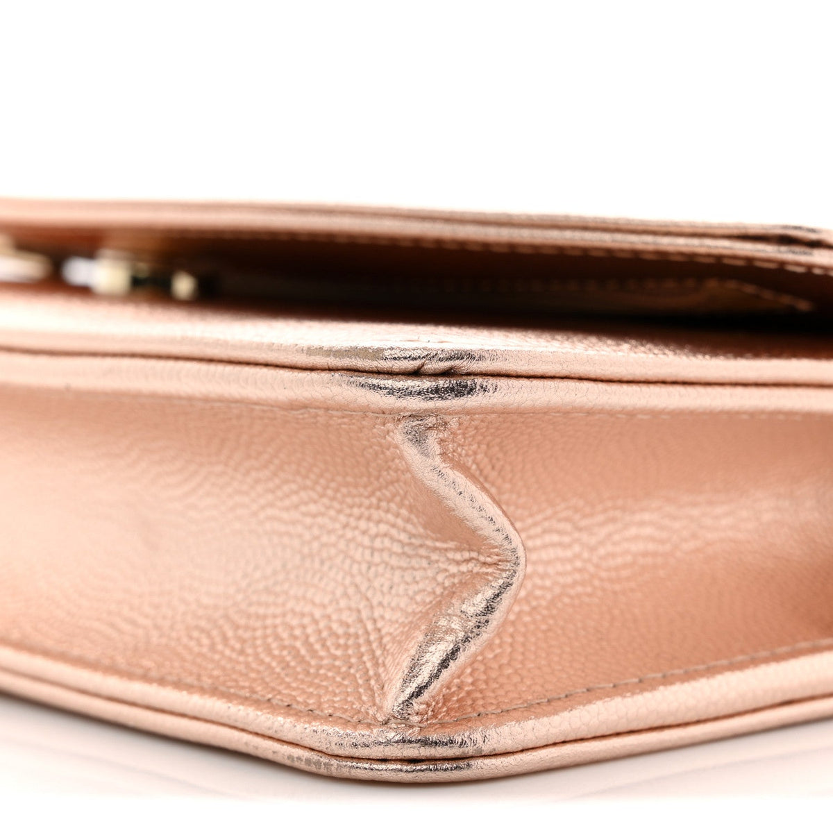 Metallic Caviar Timeless CC Wallet On Chain WOC Copper wholesalehk.shop
