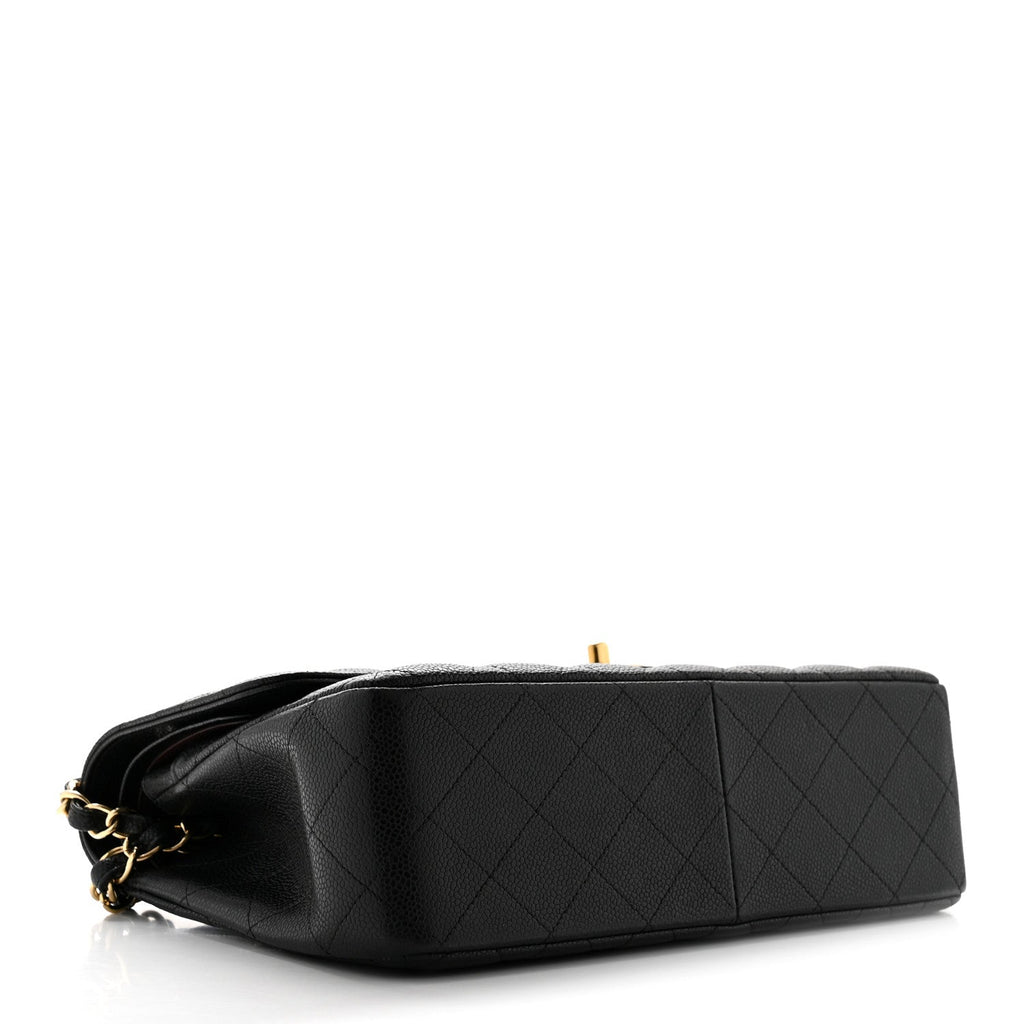 Caviar Quilted Jumbo Double Flap Black wholesalehk.shop