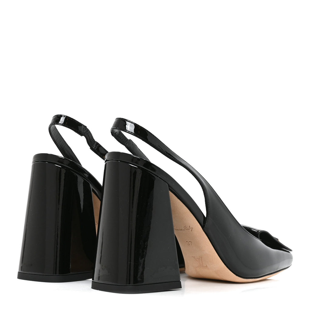 Patent Calfskin Shake Slingback Pumps 37 Black £¨ Direct shipment via from wholesalehk.shop