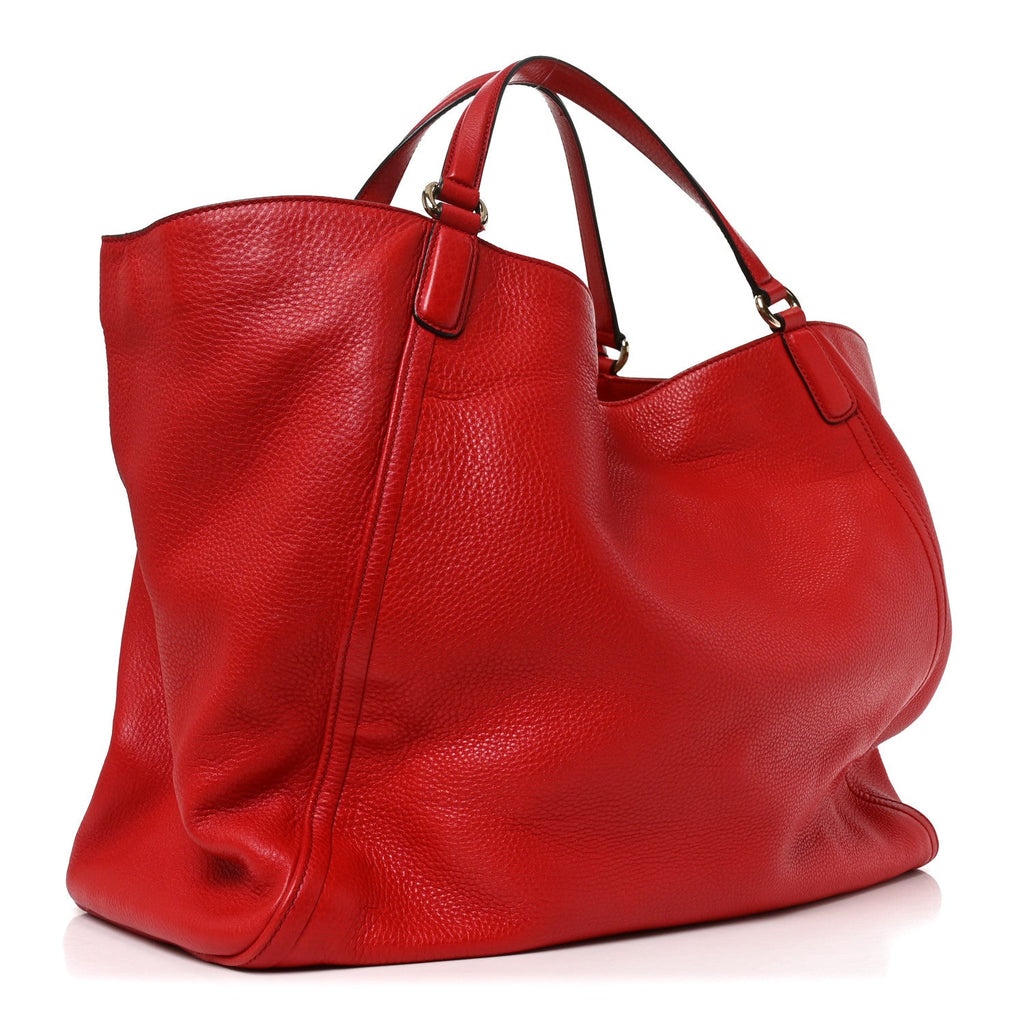 Pebbled Calfskin Large Soho Shoulder Bag Red wholesalehk.shop