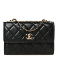 Lambskin Quilted Trendy CC Chain Clutch WOC Black wholesalehk.shop