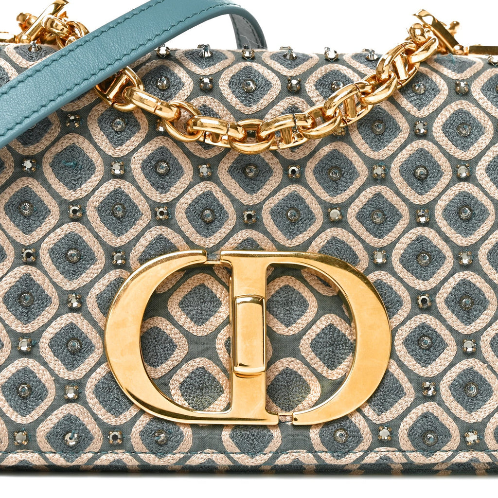 Calfskin Strass Embroidered Small Caro Bag Blue wholesalehk.shop