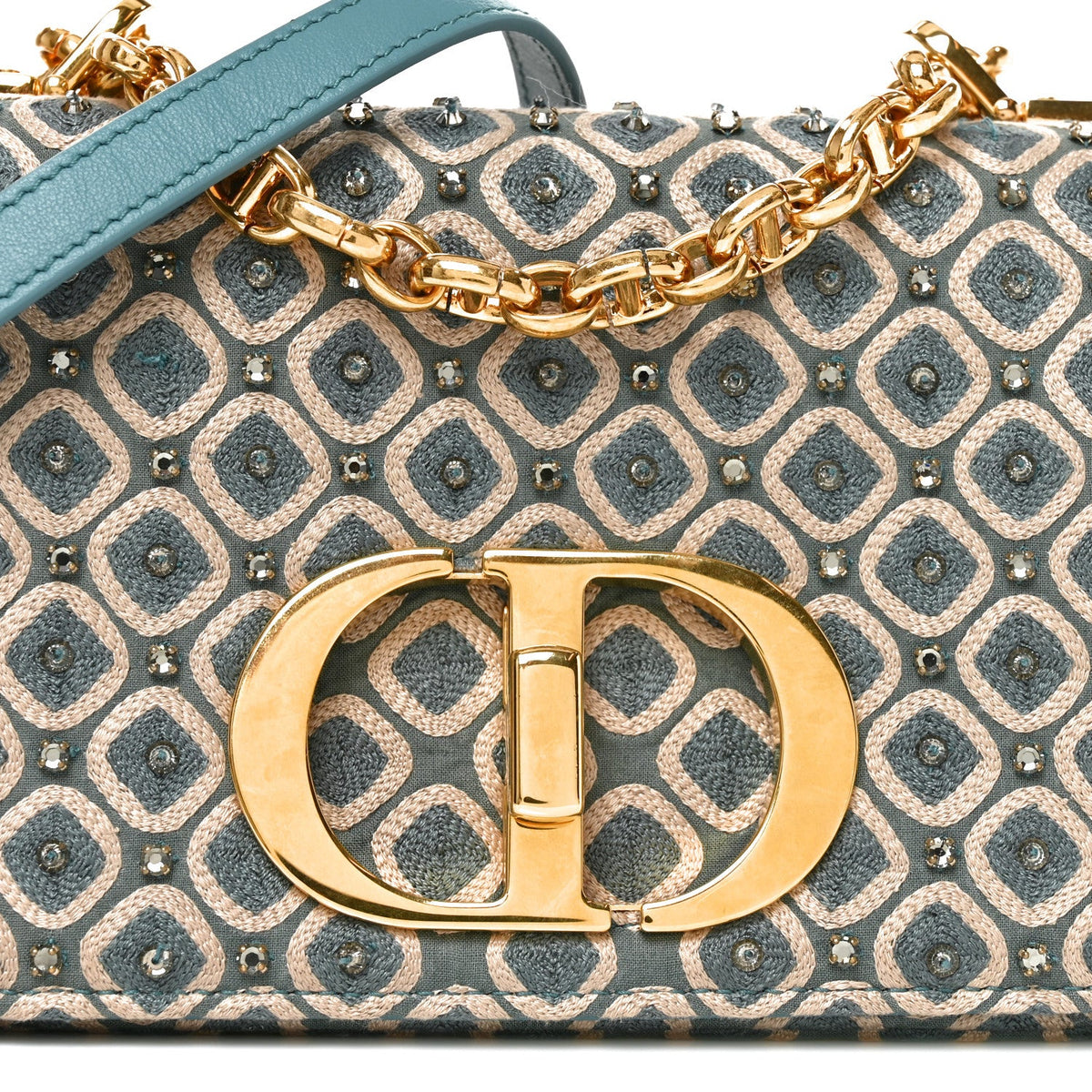 Calfskin Strass Embroidered Small Caro Bag Blue wholesalehk.shop