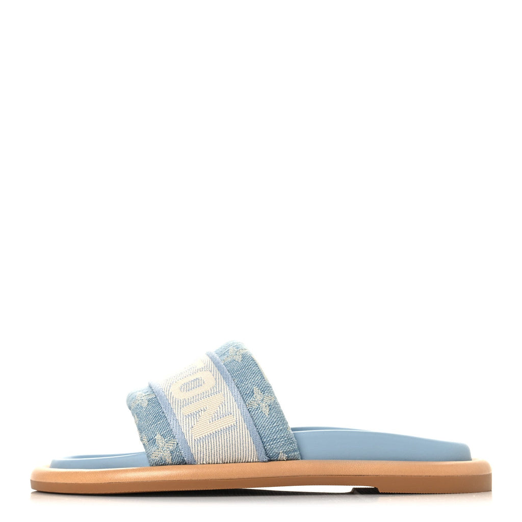 Monogram Denim LV Bliss Womens Comfort Mules 36 Turquoise £¨ Direct shipment via from wholesalehk.shop