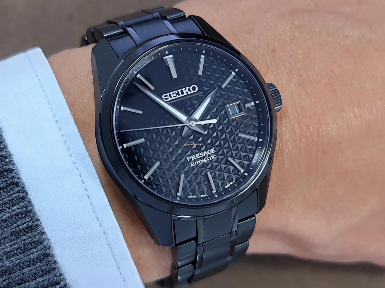 Seiko Presage Sharp Edged Series Black Dial Black Steel Strap Watch For Men - SPB229J1 wholesalehk.shop