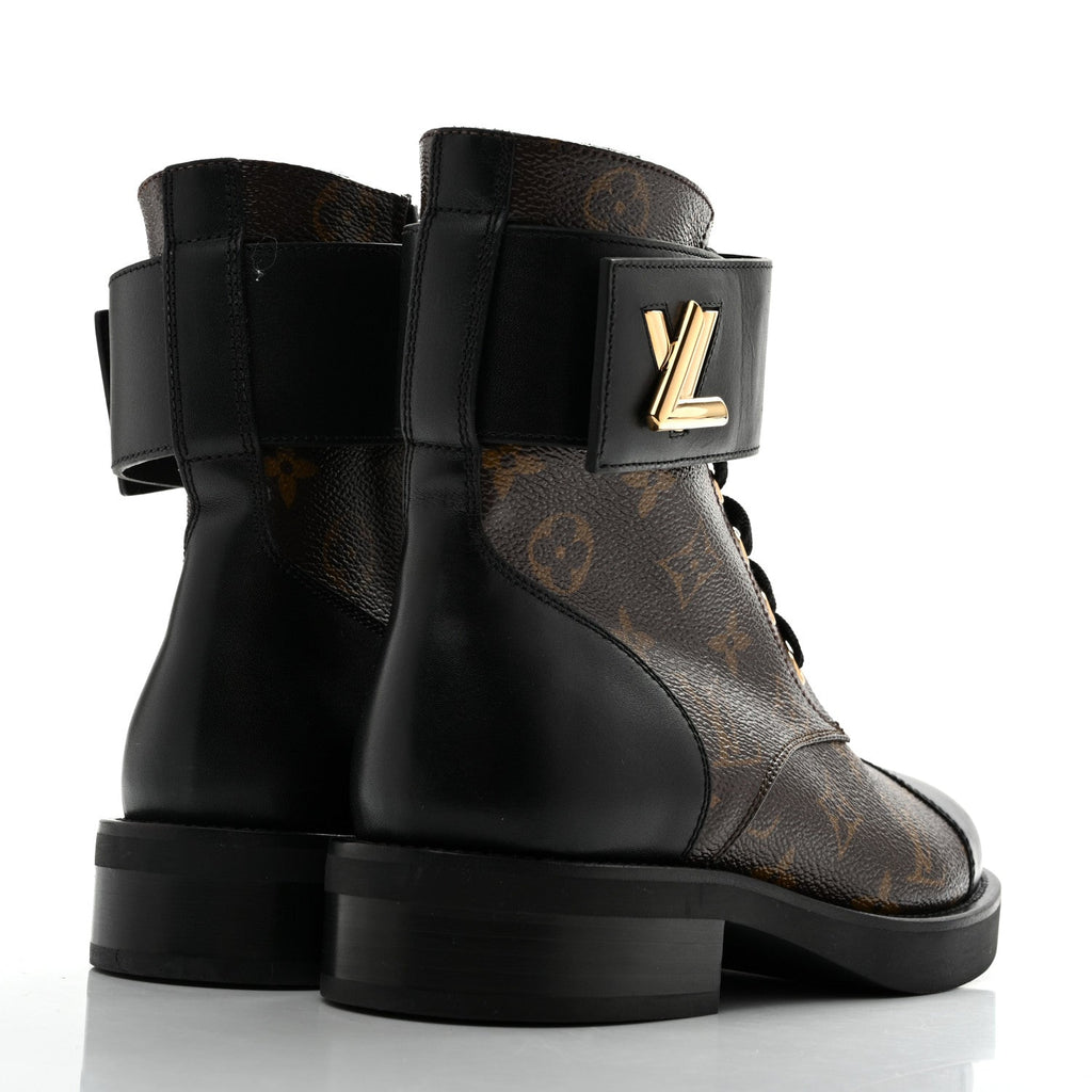 Calfskin Monogram Wonderland Flat Ranger Boots 37 Black £¨ Direct shipment via from wholesalehk.shop