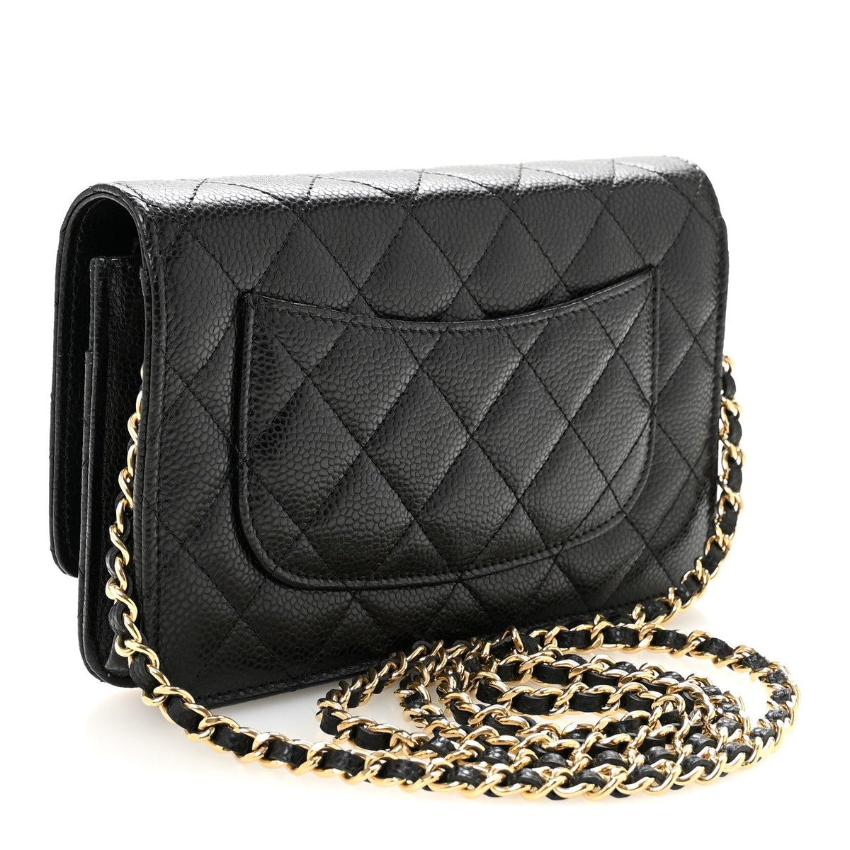 Caviar Quilted CC Turnlock Wallet On Chain WOC Black wholesalehk.shop