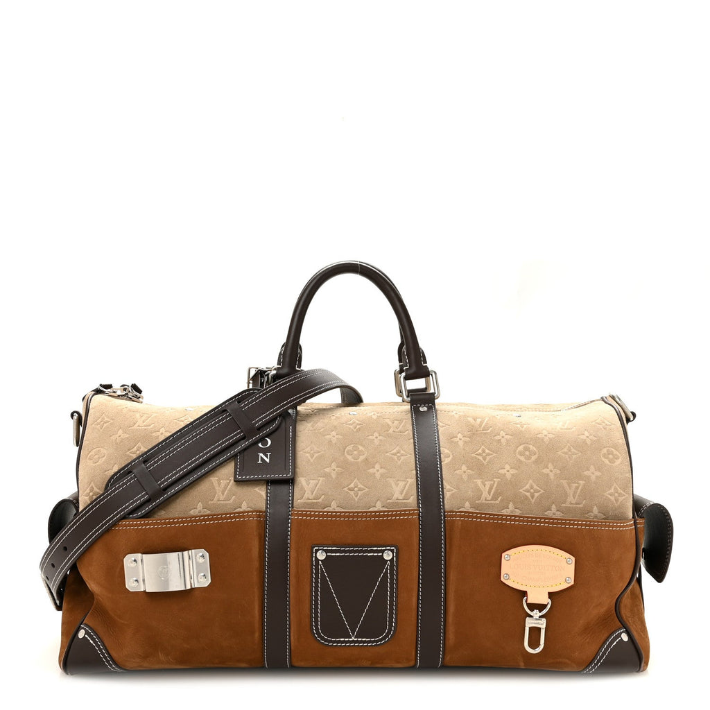 X NIGO Suede Monogram Keepall Bandouliere 50 Tan wholesalehk.shop