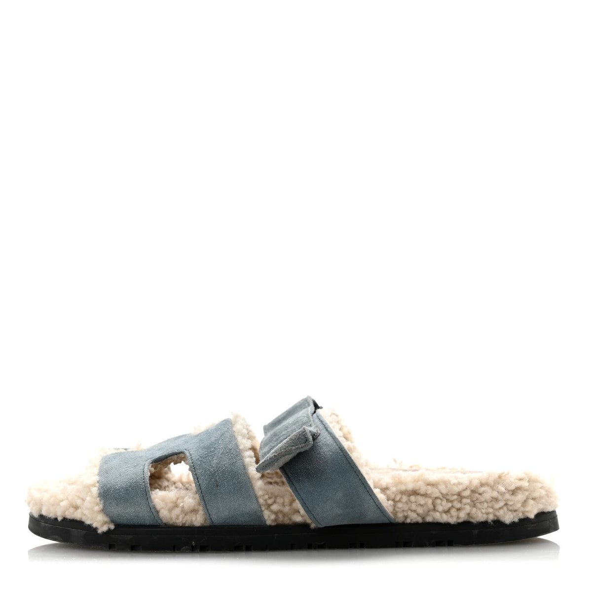 Suede Goatskin Woolskin Womens Chypre Sandals 38.5 Bleu Pinede Ecru wholesalehk.shop