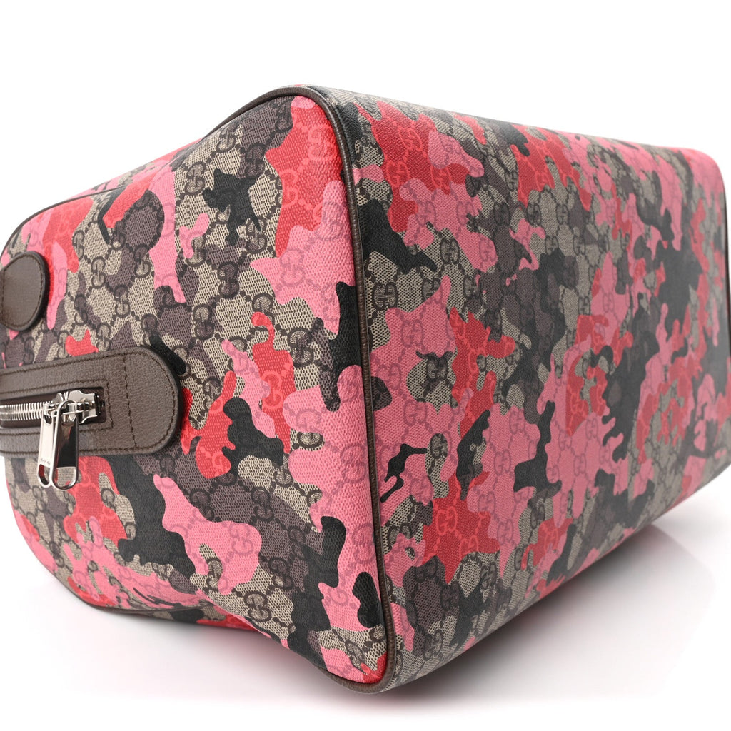 GG Supreme Monogram Camouflage Textured Dollar Calfskin Medium Savoy Duffle Bag Beige Pink Red wholesalehk.shop