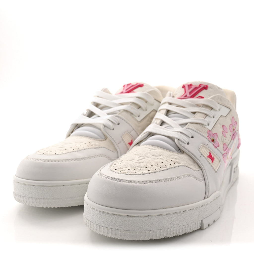 LV X TM Embossed Monogram Cherry Blossom LV Trainer Sneakers 41 White £¨ Direct shipment via from wholesalehk.shop