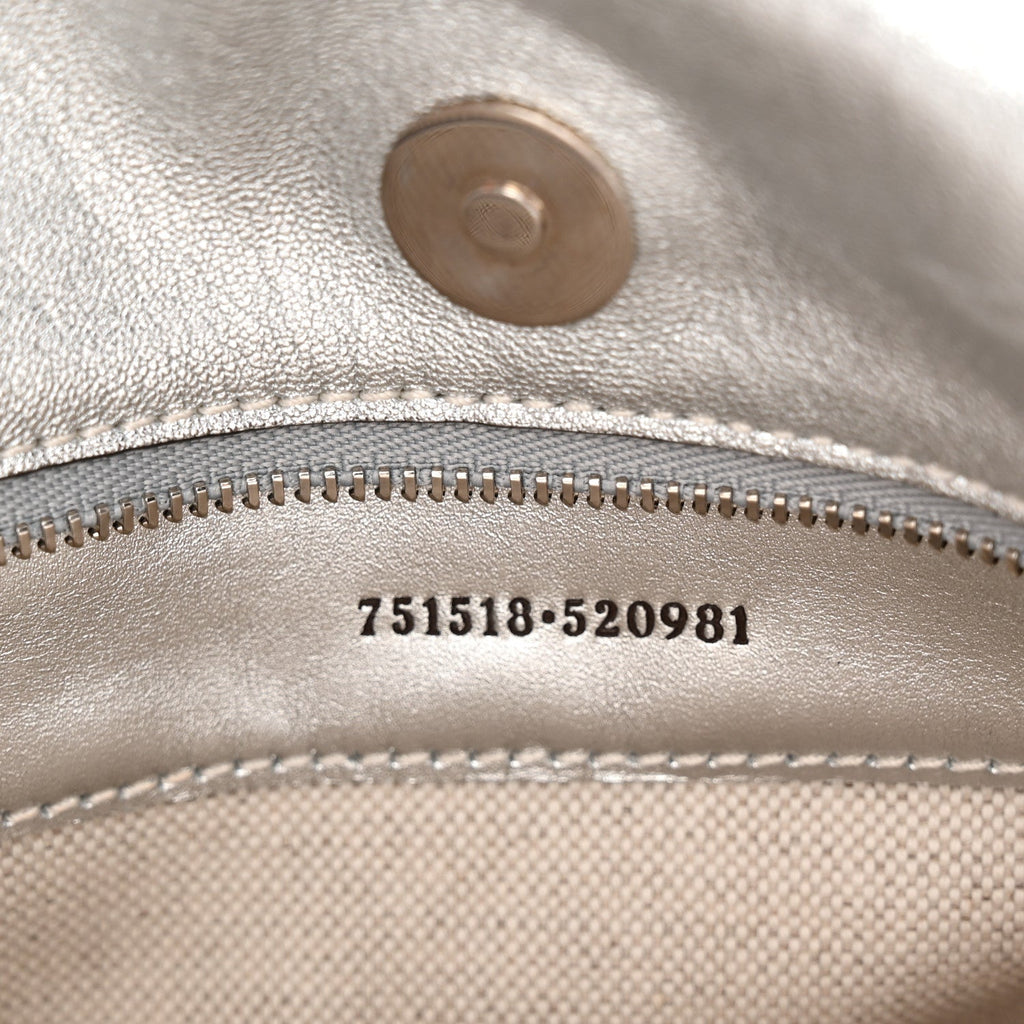 Sakai Be Green Calfskin Diagonal Stitched Small Blondie Tote Silver wholesalehk.shop