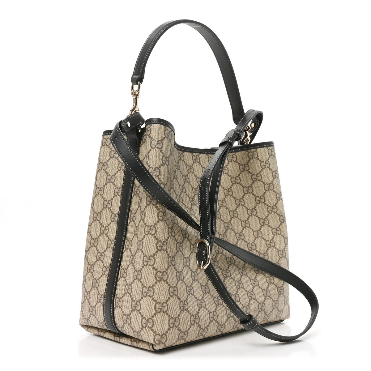 GG Supreme Monogram Medium Emblem Bucket Bag Beige Dark Brown Black wholesalehk.shop