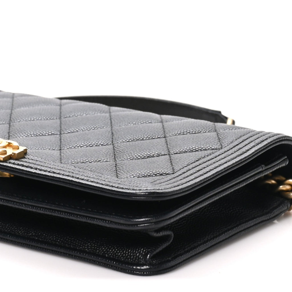 Caviar Quilted Boy Wallet On Chain WOC Black wholesalehk.shop